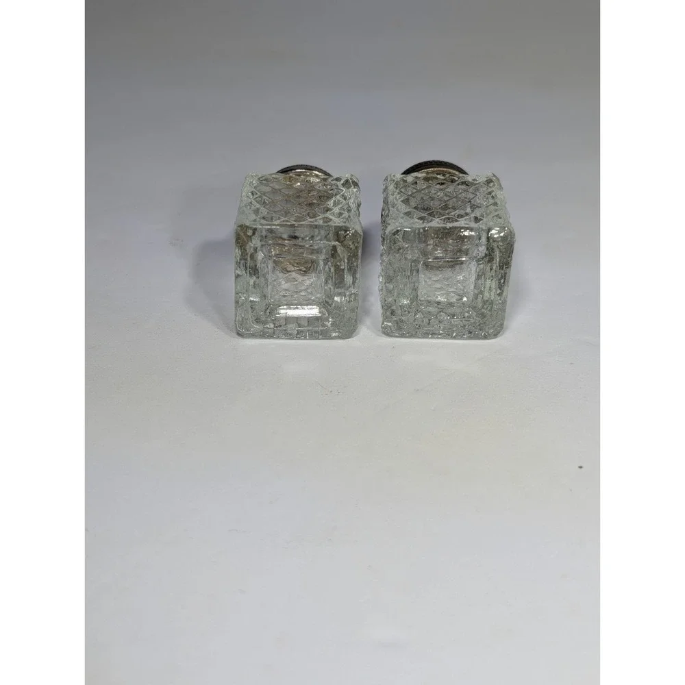 2 VTG Mini Individual Glass Salt Pepper Shakers Set 1.5